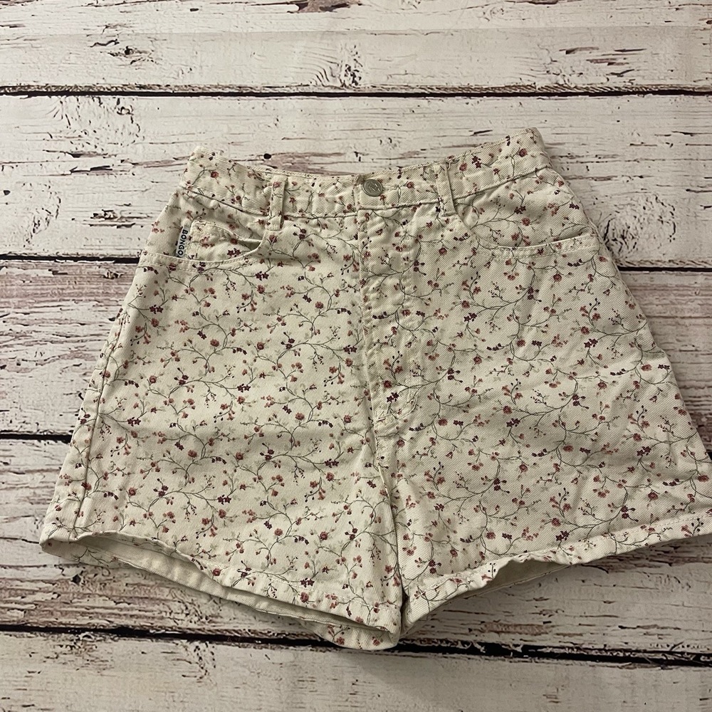 Vintage 90s Bongo Floral Denim Shorts Women's Size 5 Made In‎ USA Spring Summer